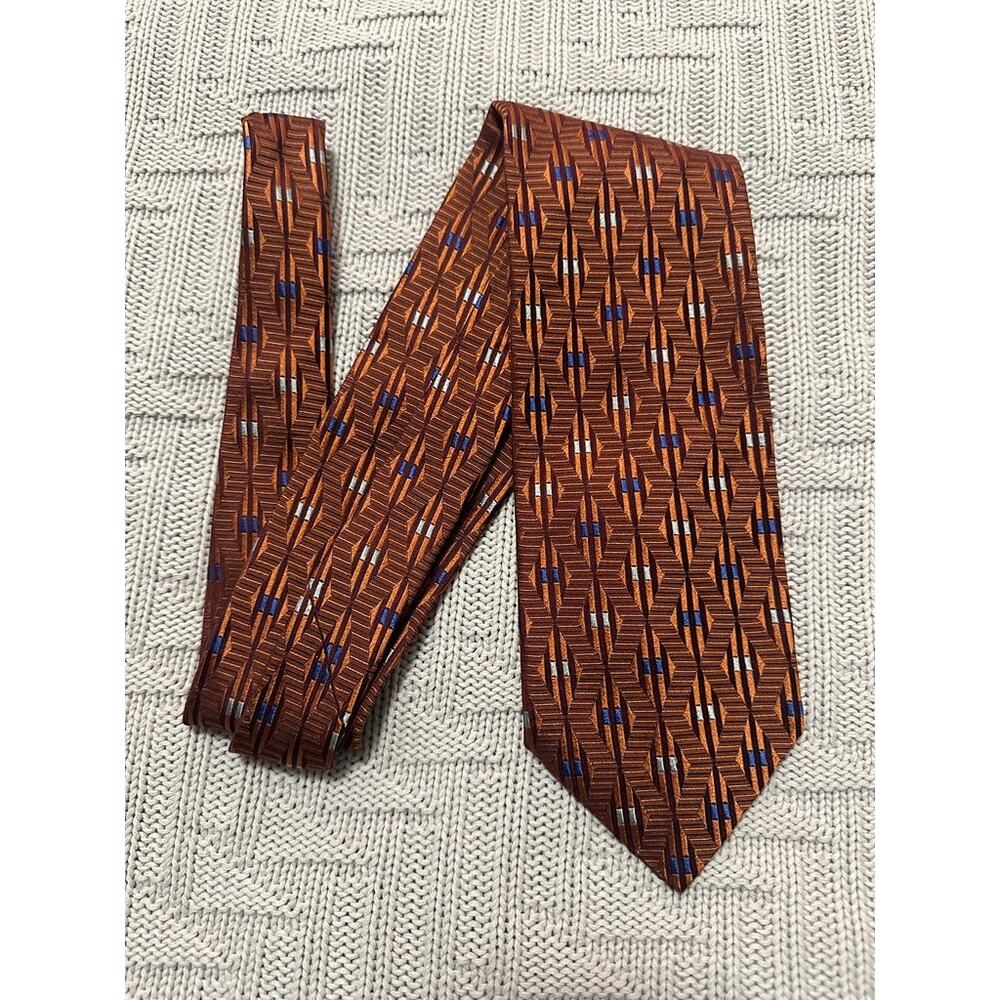Altea dark orange patterned Italian silk tie
